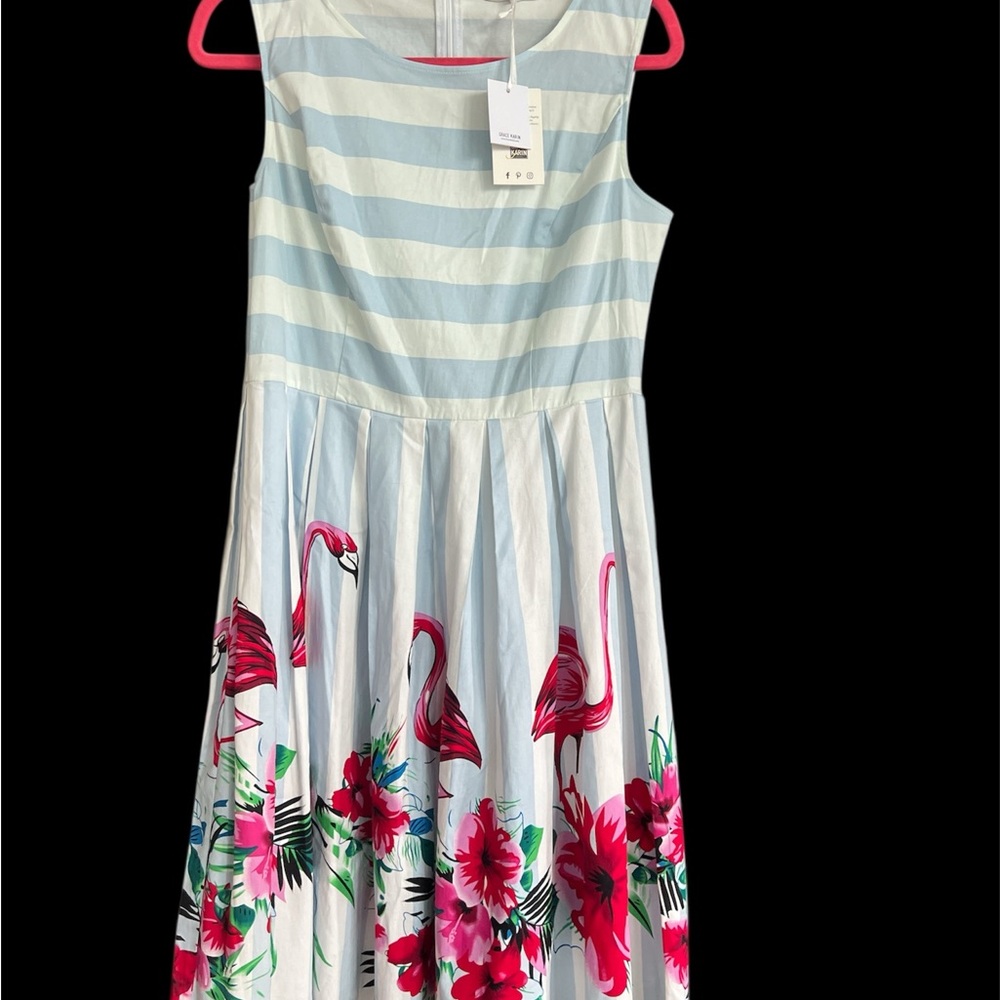 Grace Karin Blue and White Sundress Casual Sleeveless